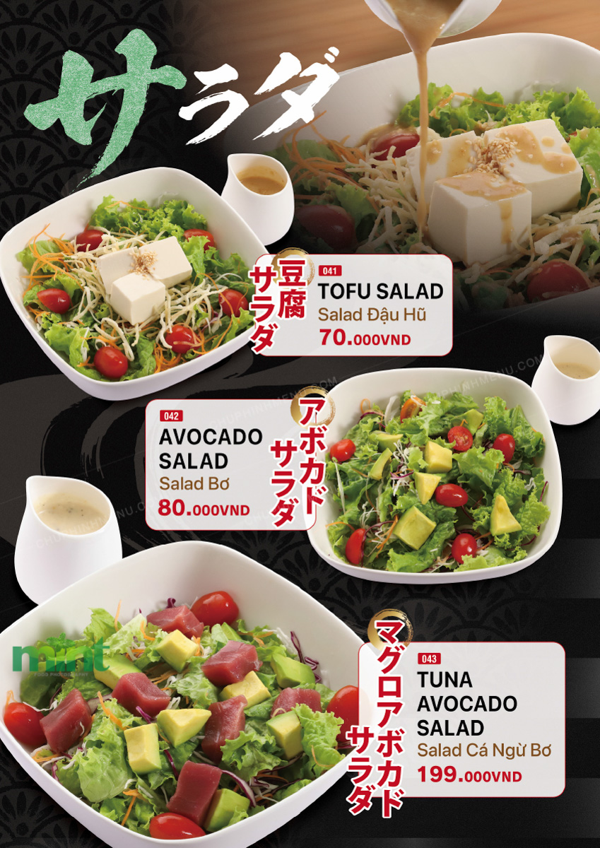 Chụp ảnh món Salad Nhật Bản đẹp